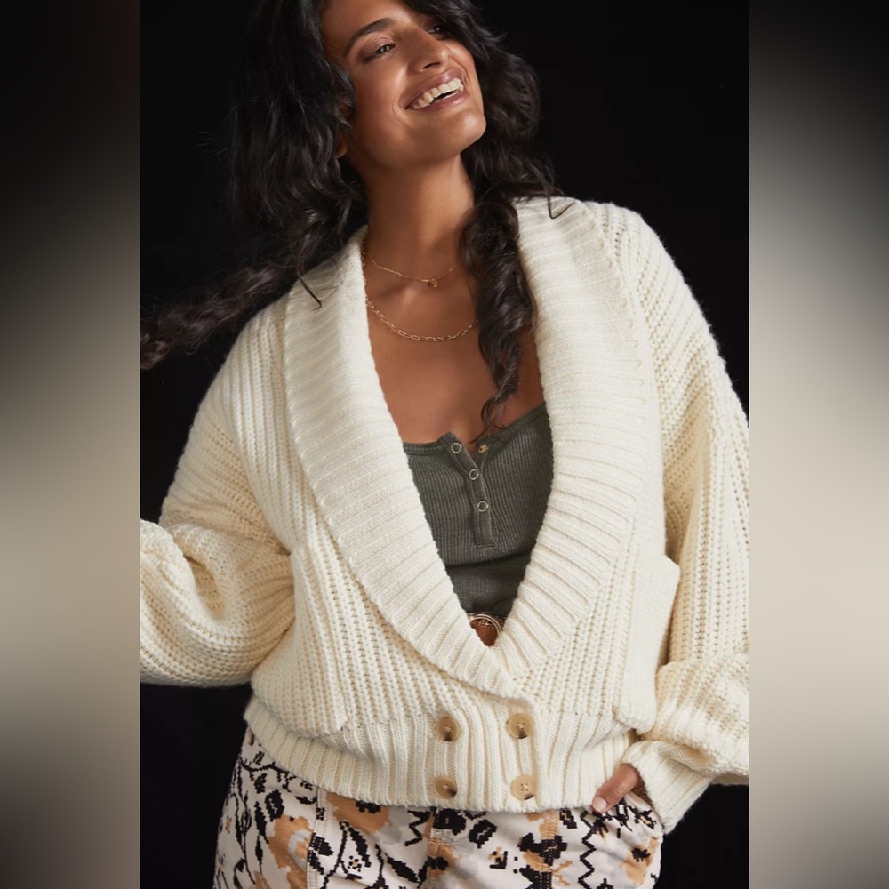 Anthropologie Deep-V wool Cardigan with pockets